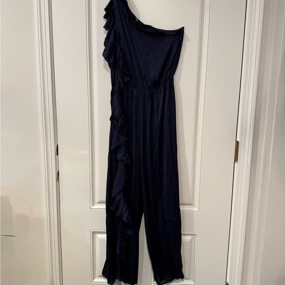 Zara Midnight Blue Satin Jumpsuit